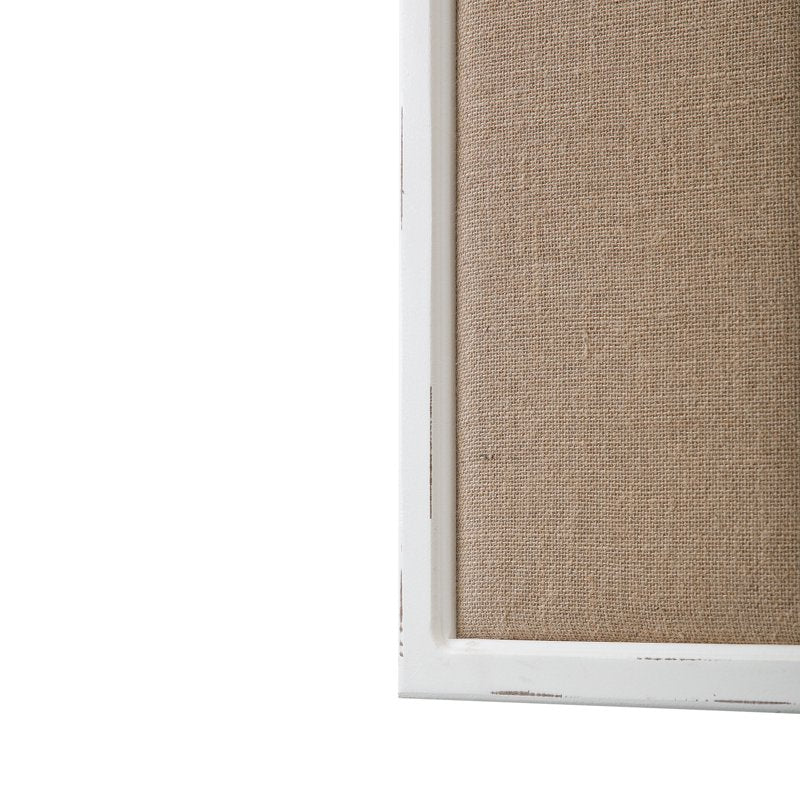 White Linen Bulletin Board with Wooden Frame - Vertical Wall Organizer
