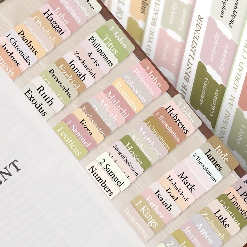 Bible Index Tabs Set - 75 Laminated Chapter Markers for Old & New Testament