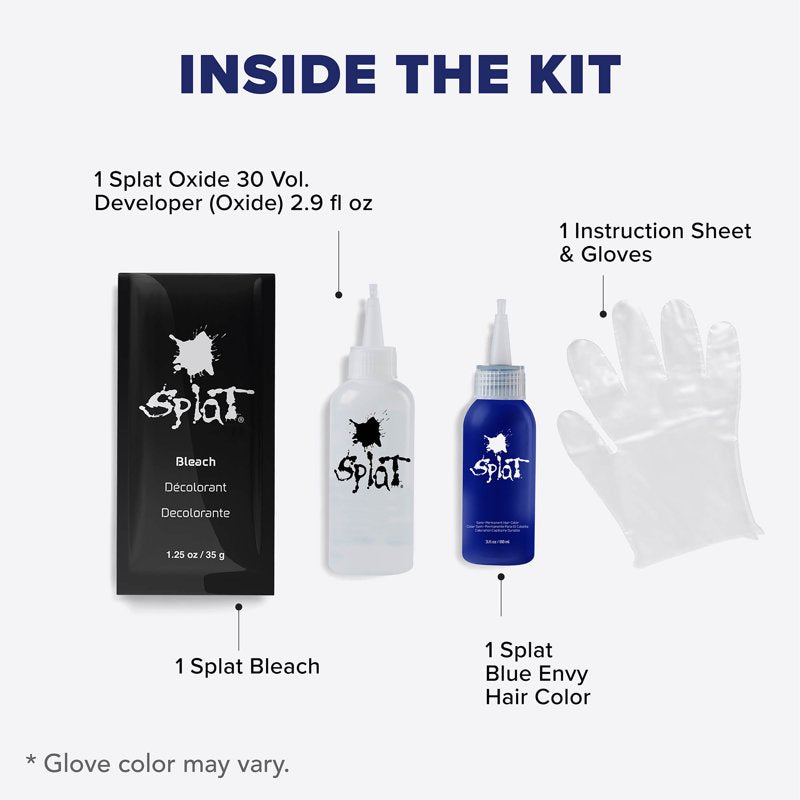Semi-Permanent Hair Color Kit with Bleach - Blue Envy, Vegan & Nourishing