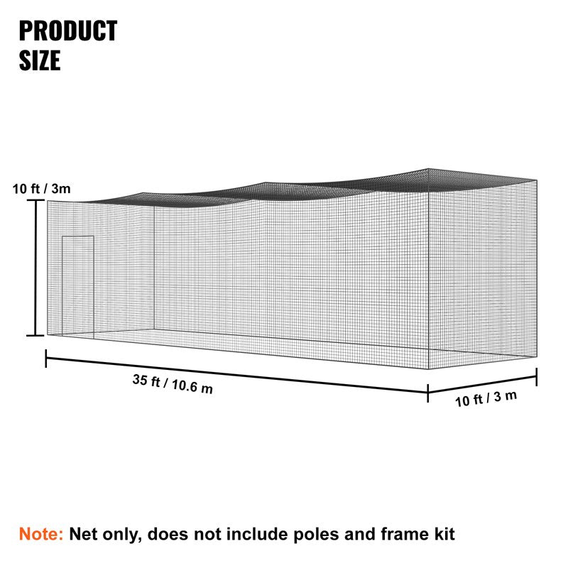 35x10ft Baseball & Softball Batting Cage Net with Entryway and Transport Bag