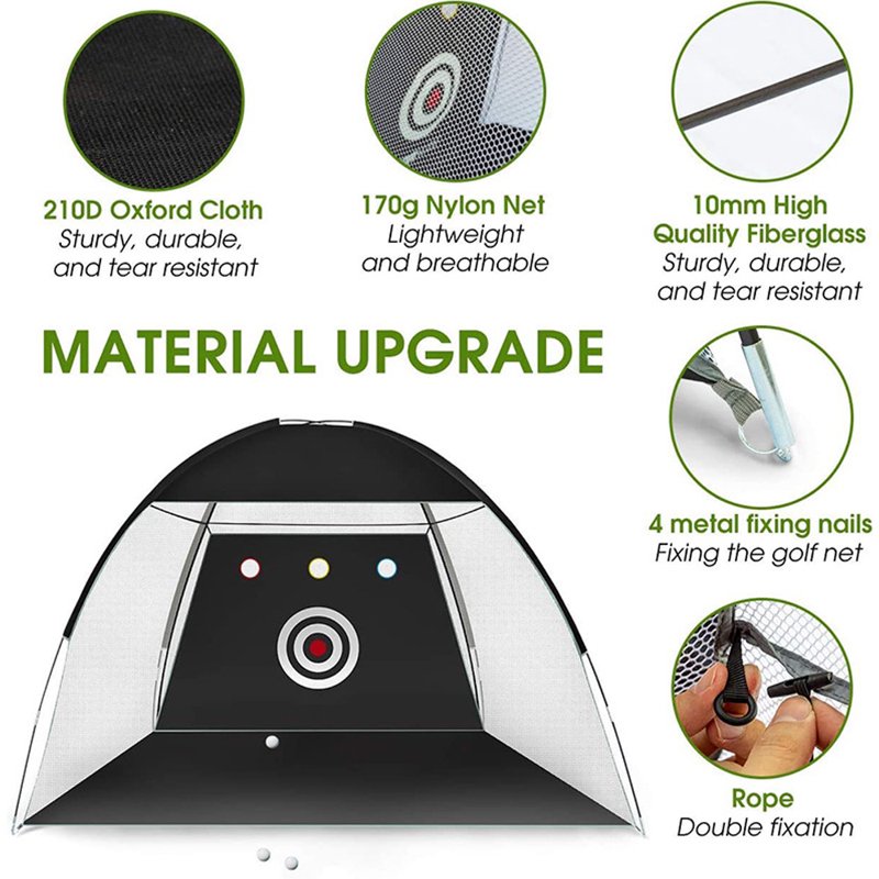 Golf Practice Net with Mat, 9.8x7.8ft All-in-One Hitting Training Net