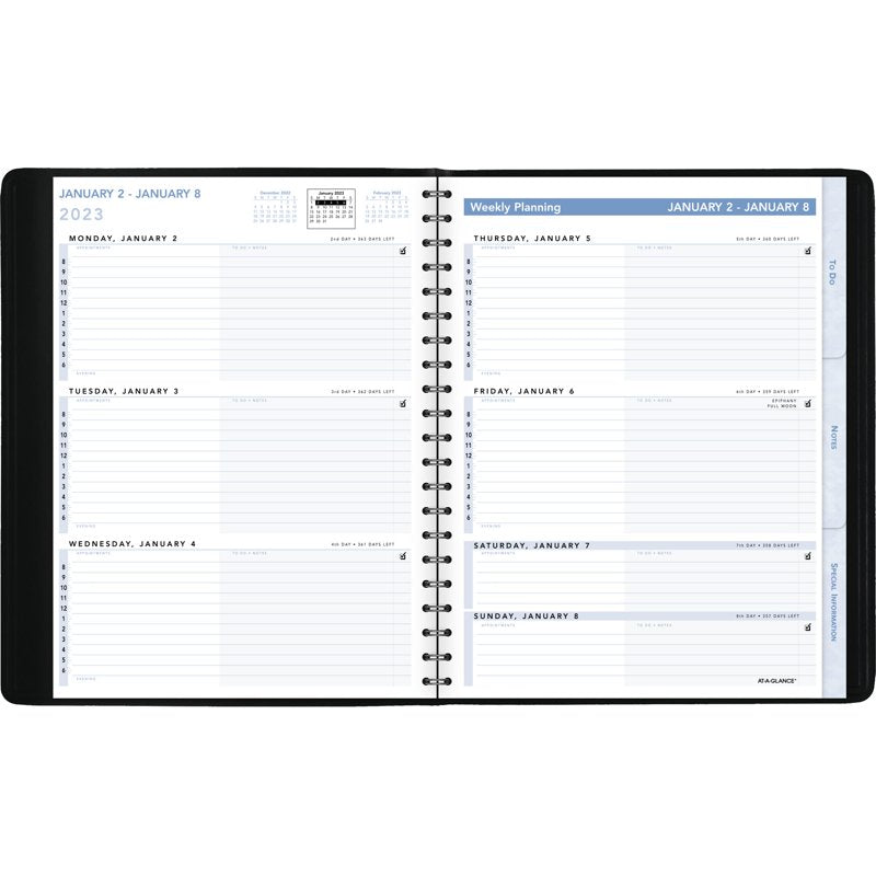 Weekly Appointment Book Planner 2023 Large Faux Leather Cover 8x11