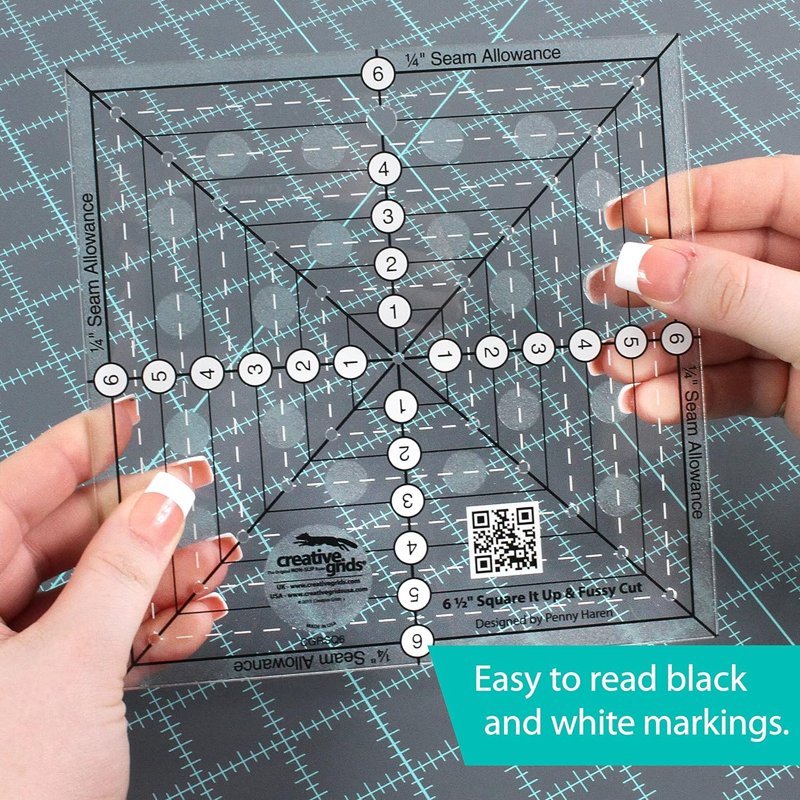 9-1/2 Inch Quilting Square Ruler for Fussy Cutting & Block Alignment
