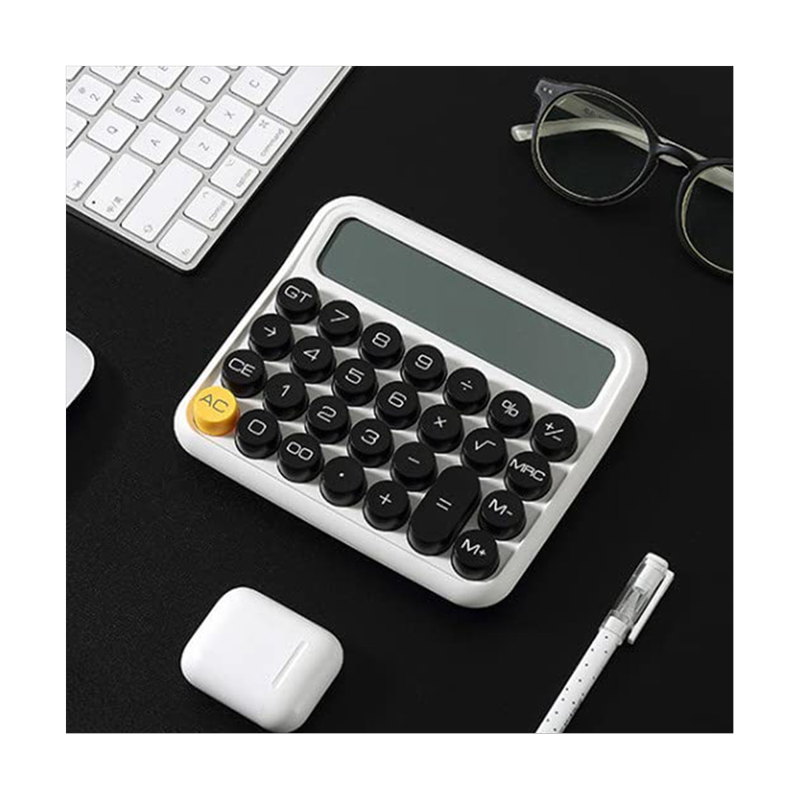 Mechanical Button Calculator with LCD Display - 12 Digit Desktop Office Tool