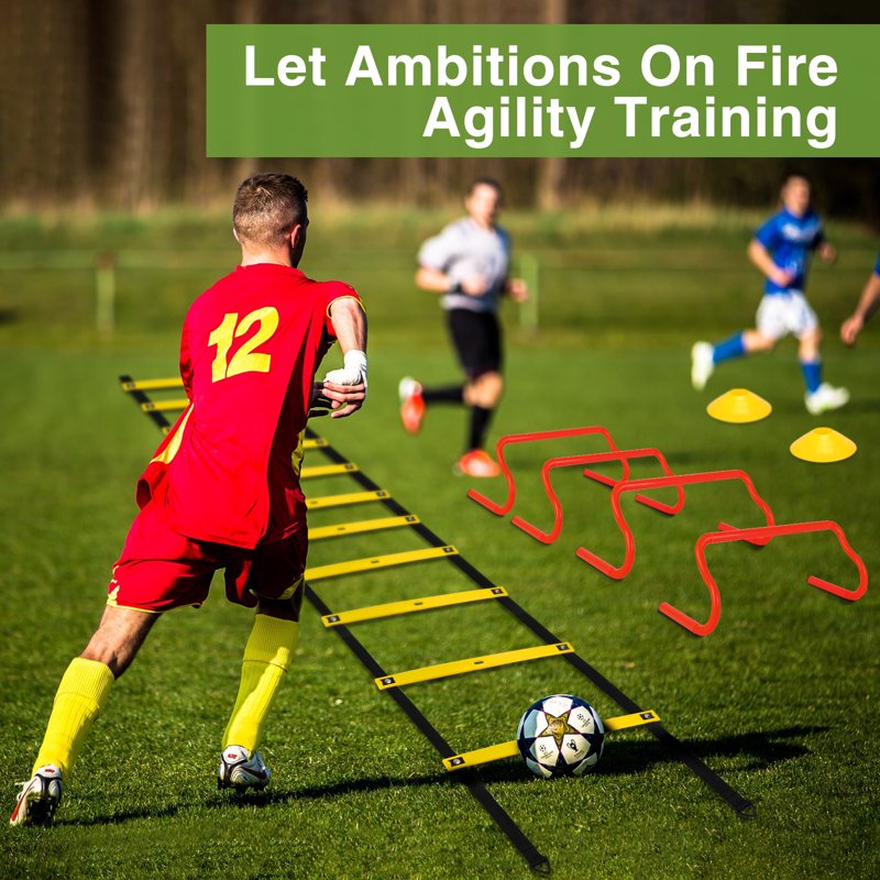 Agility Ladder Training Set 20ft with Cones, Hurdles & Jump Rope