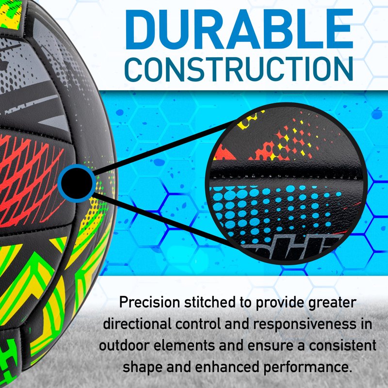 Outdoor Volleyball with Pump - Official Size & Cushioned Synthetic Leather