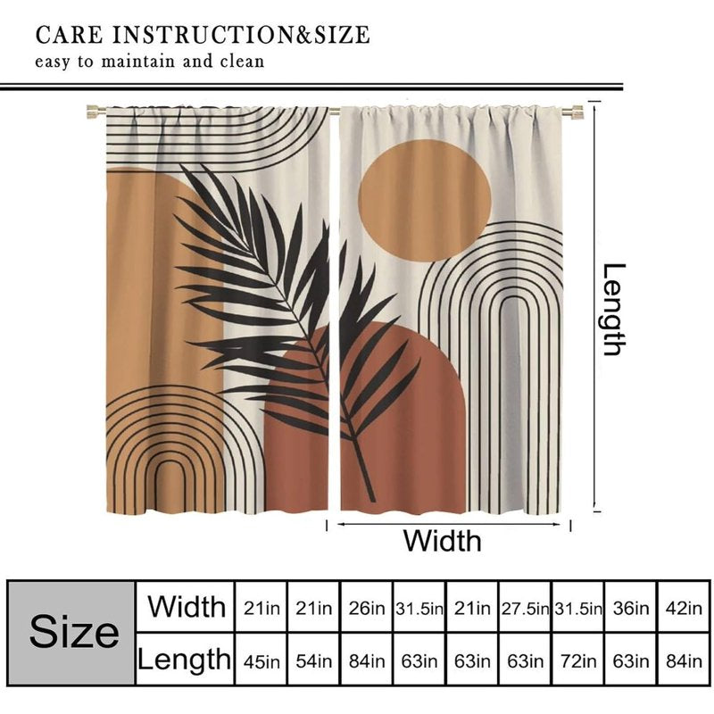 Minimalist Abstract Plant Line Curtain Set - Retro Thermal Insulated Drapes for Living Room & Bedroom