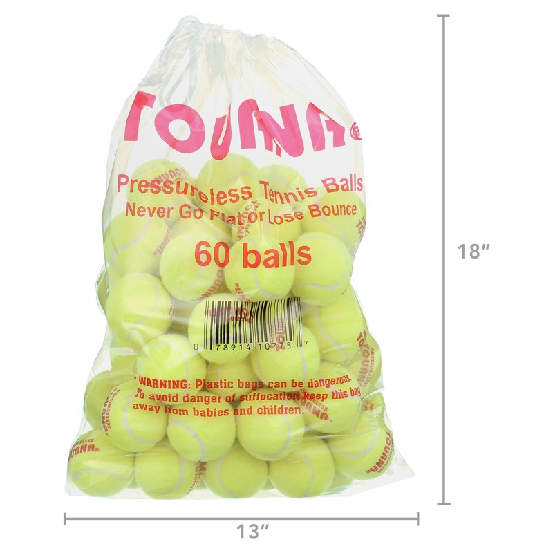Pressureless Tennis Balls - Pack of 60 for Practice & Play