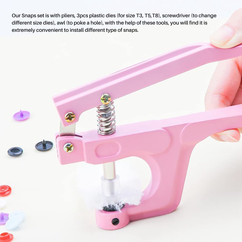Plastic Snaps Fasteners Kit with Tools for Sewing & Crafting - Colorful