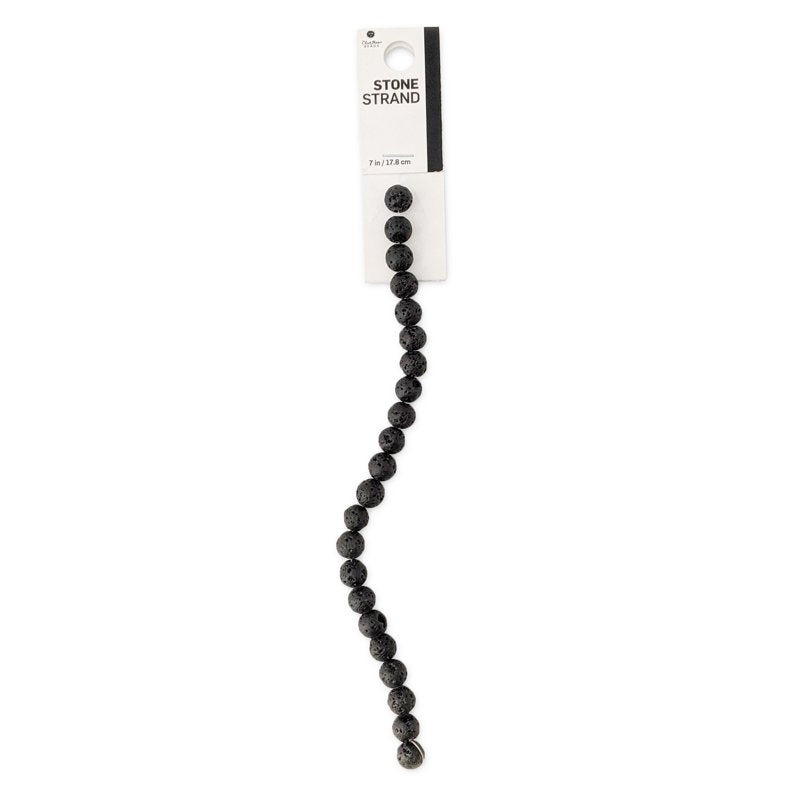 Black Lava Stone Bead Strand for DIY Jewelry - 7 Inches - Unisex - 3 Pack
