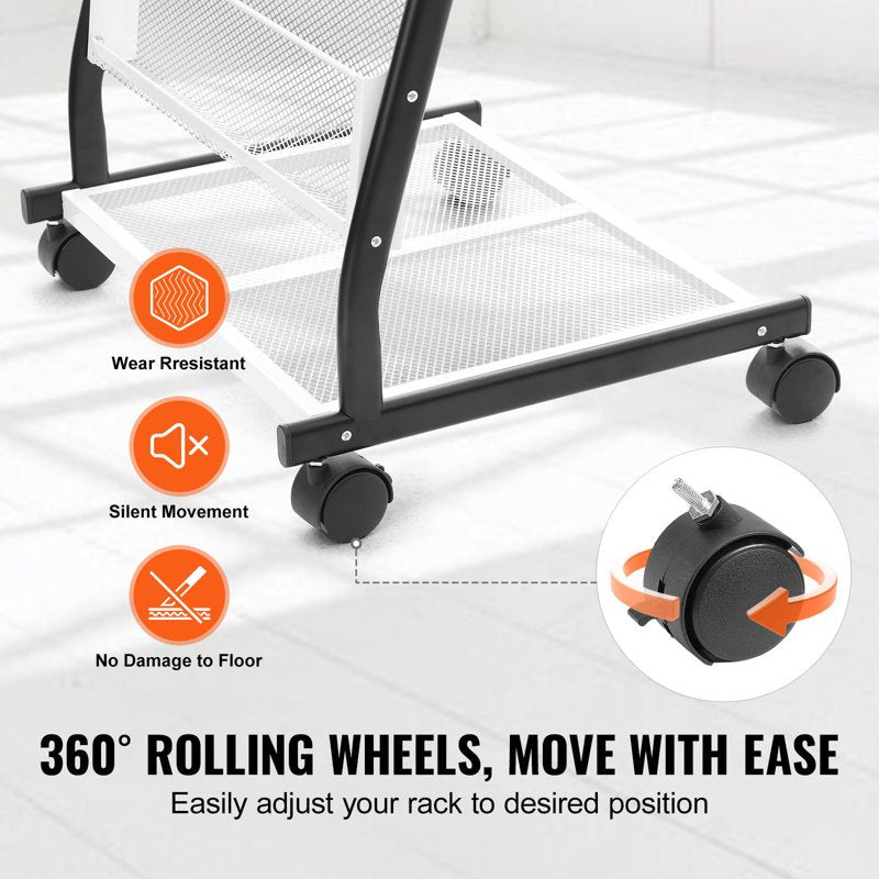 6-Tier Brochure Display Rack with Wheels - Magazine Literature Organizer