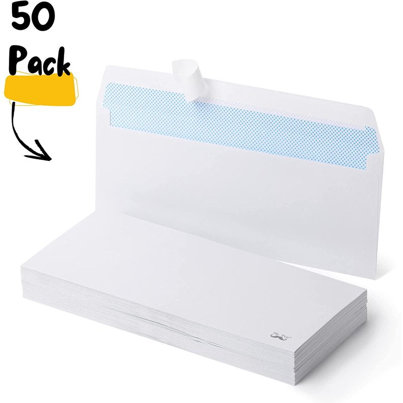 Self Seal Security Envelopes #10 - 50 Pack Business Mailing Mailers