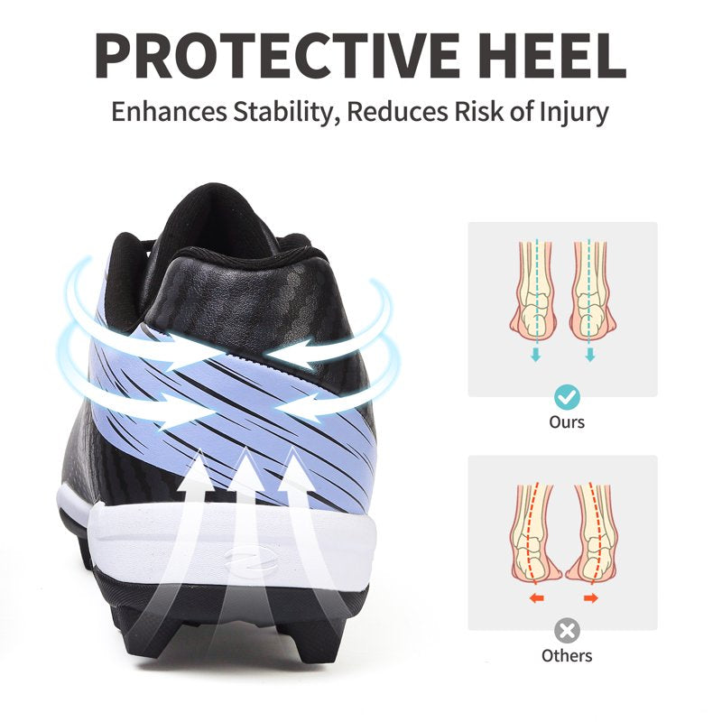 Unisex Baseball Cleats Lightweight Non-Slip Sport Shoes for Outdoor Indoor Play