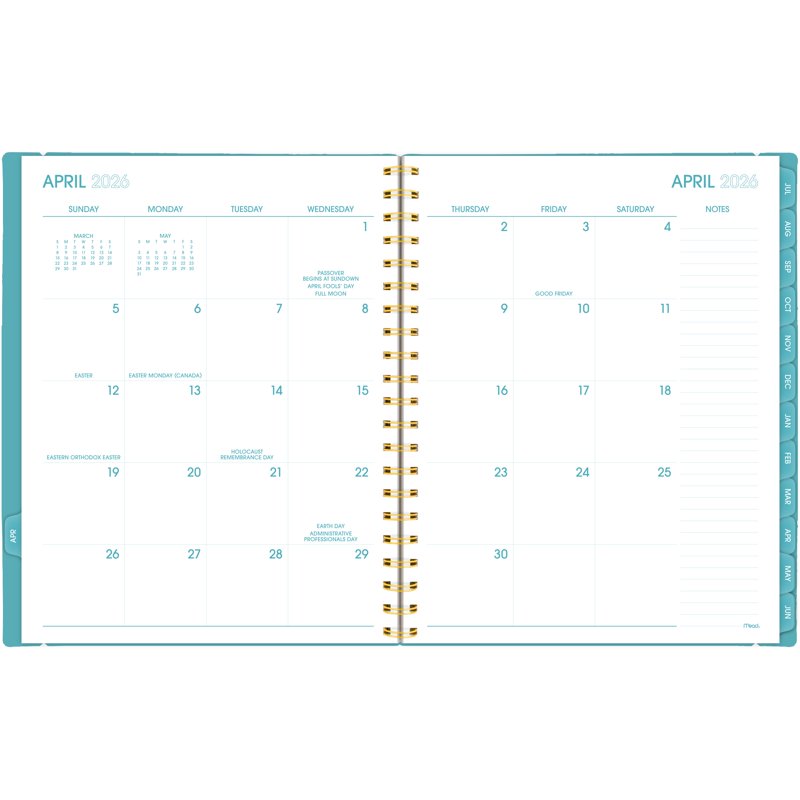 Mead Tranquil Turquoise 2026-2027 Planner 8.5x11 Weekly & Monthly Organizer