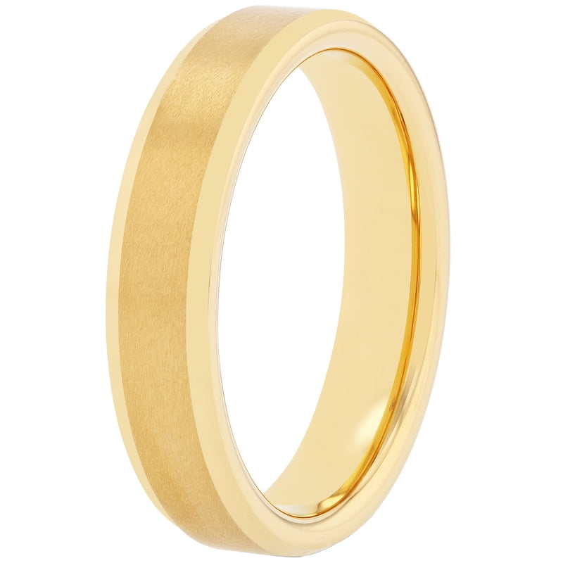 Men's Gold-Tone Tungsten Wedding Band 5MM Beveled Edge