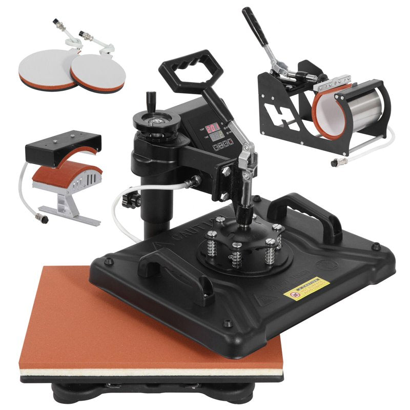 5-in-1 Digital Heat Press Machine for T-Shirts Mugs Plates and More