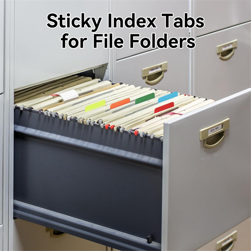 1200 Assorted Neon Sticky Index Tabs - Repositionable Page Markers for Office & Study