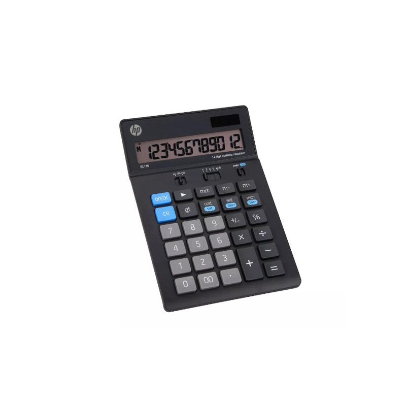 12-Digit Solar and Battery Powered Desktop Calculator - Black