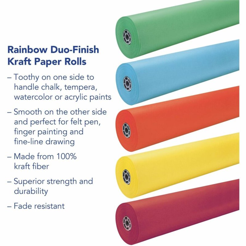 Rainbow Duo-Finish Kraft Paper Roll 36x1000 Inches Classroom Art Supplies