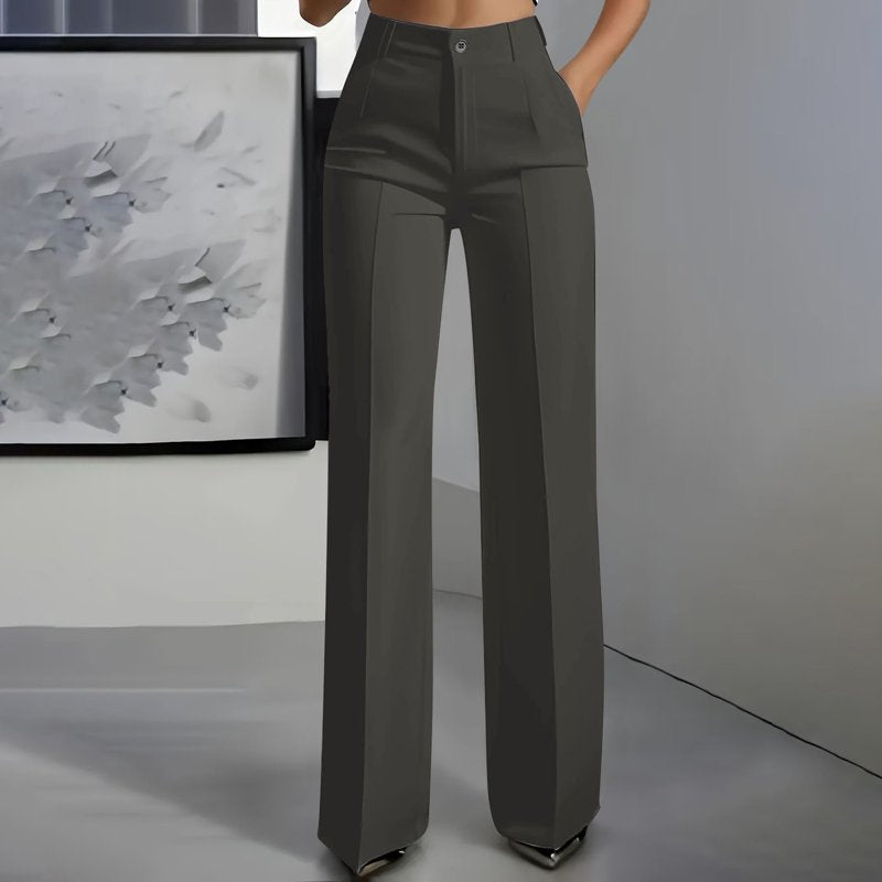 High Waisted Women's Dress Pants - Straight Leg Business Casual Trousers