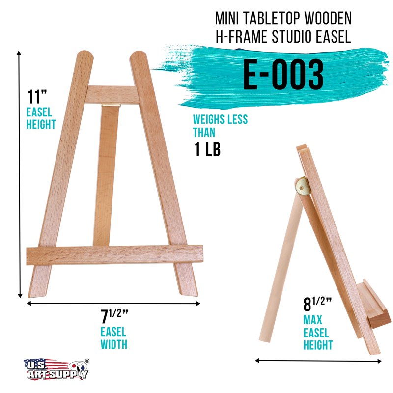 Small Beechwood Tabletop Artist Easel - Portable Display & Painting Stand
