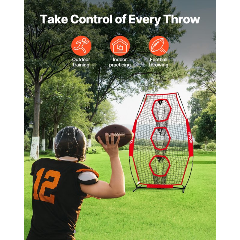 Football Throwing Net with Targets & Carry Case - Improve Passing Accuracy