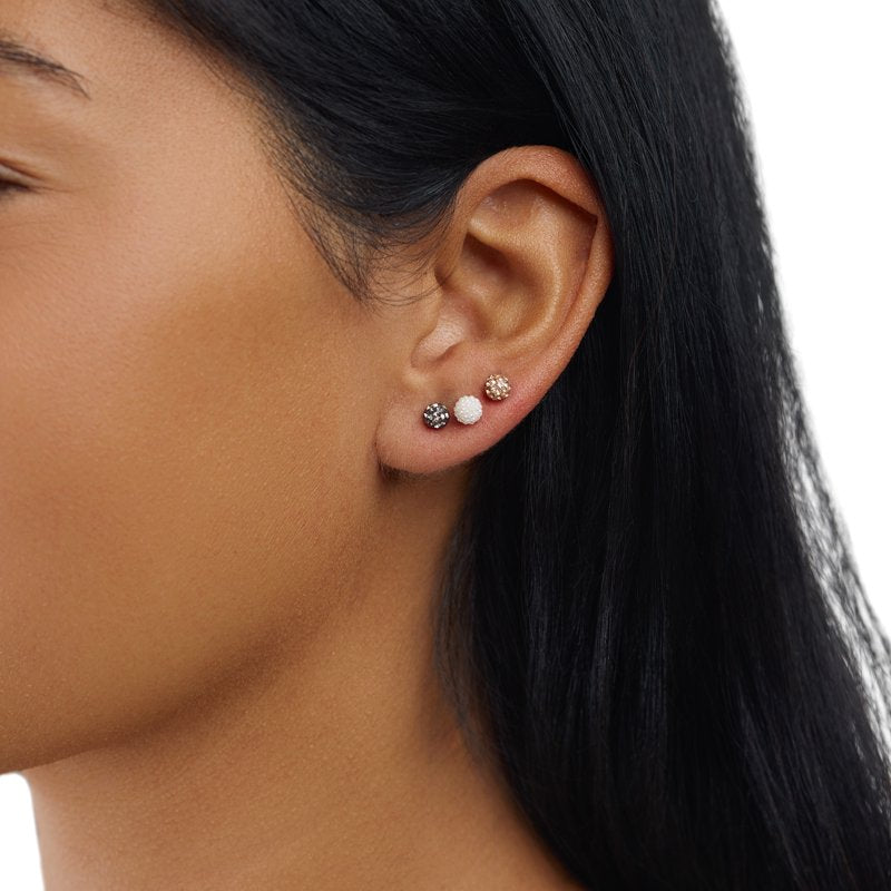 Sterling Silver 3-Piece Pave Crystal Stud Earrings Set for Women & Teens