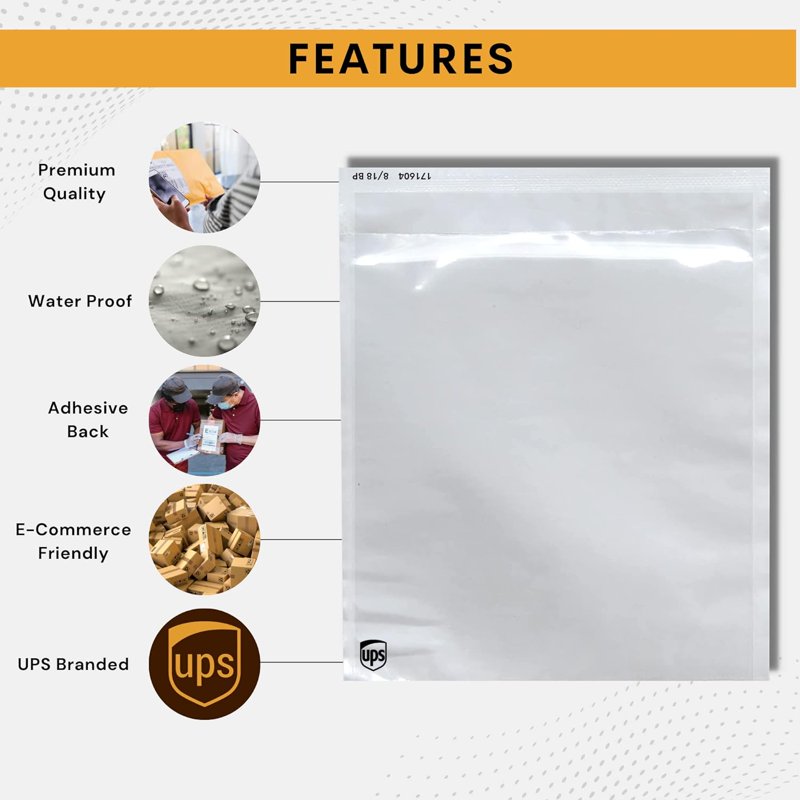 Pack of Waterproof Shipping Label Envelopes with Peel & Seal - Clear Packing Slip Envelopes for Invoices & Documents