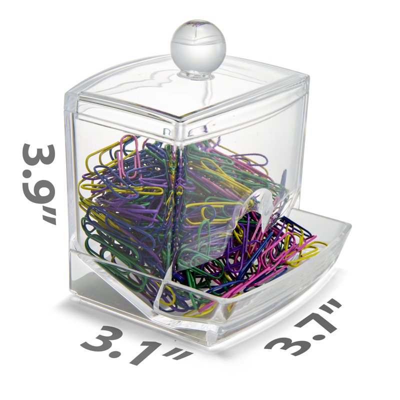 Self-Dispensing Paper Clip Holder with 250 Color Vinyl Clips - Refillable Organizing Desk Accessory