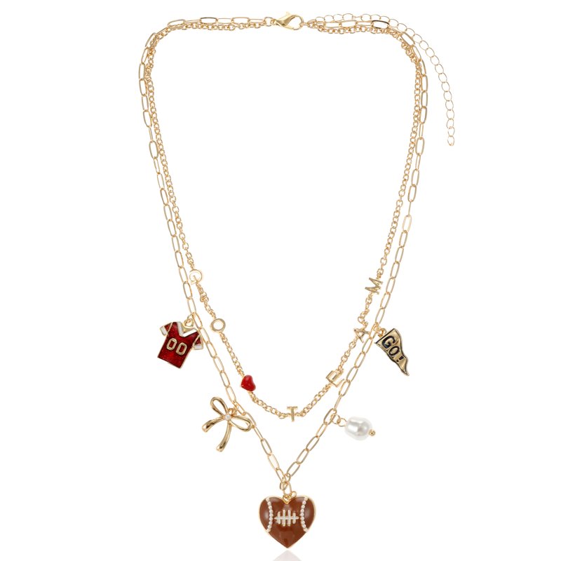 Go Team Double Charm Necklace Football Fan Jewelry