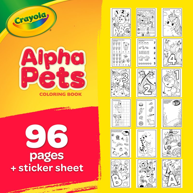 Educational Coloring Book with Stickers - Alpha Pets Alphabet and Numbers for Toddlers