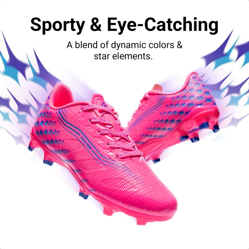 Dream Pairs Kids Soccer Cleats - High-Speed Lightweight Football Shoes, Hot Pink, 5