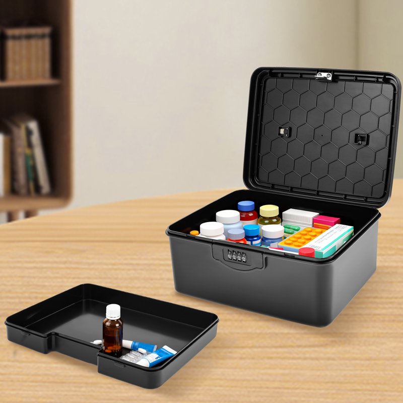 Lockable Medicine Storage Box with Code Lock - Secure Refrigerator Container