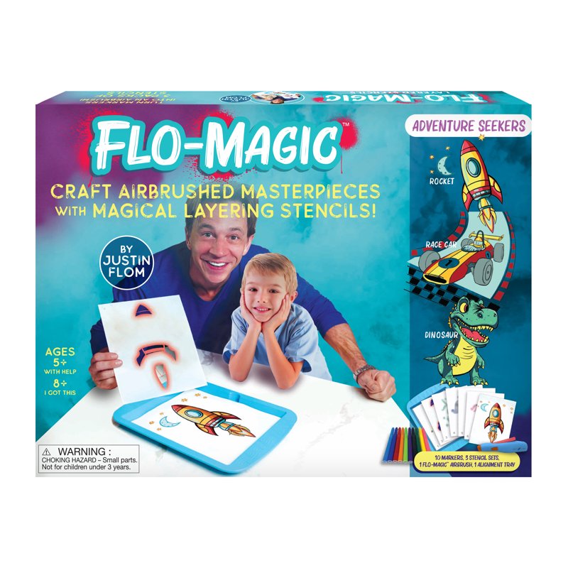 Kids Art & Craft Kit with Stencils and Airbrush Layering Tools - Adventure Seekers