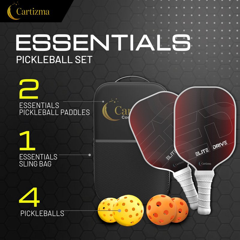 Pickleball Paddles 2 Pack - Carbon Fiber Graphite Core, Ergonomic Wide-Body
