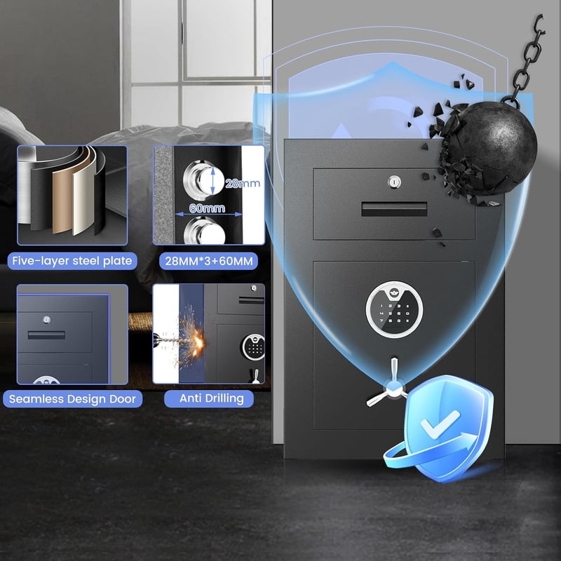 Digital Home Safe Box with Widened Frame and Adjustable Shelf for Jewelry and Valuables