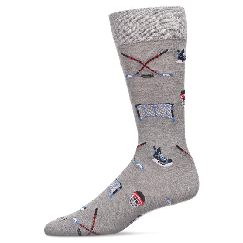 Men's Bamboo Crew Socks - Hockey Lovers Pattern, Eco-Friendly, Comfortable Fit