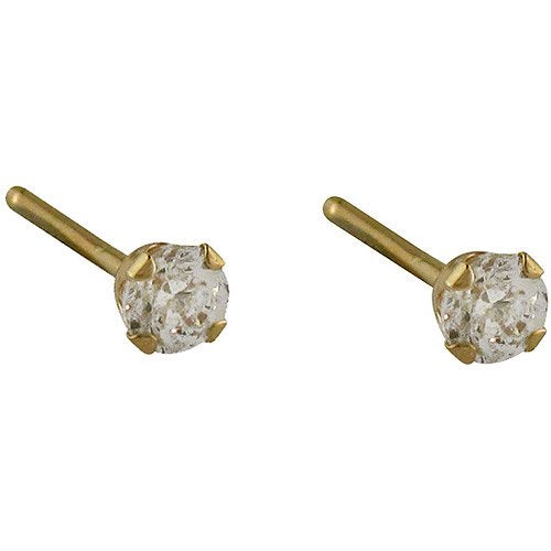 Women's 10kt Yellow Gold 5mm Cubic Zirconia Stud Earrings - Hypoallergenic