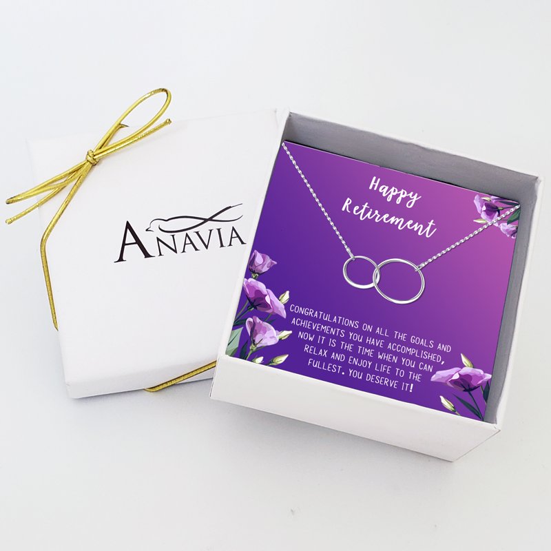 Retirement Necklace for Women Infinity Double Ring Gift Jewelry for Retirement Celebration