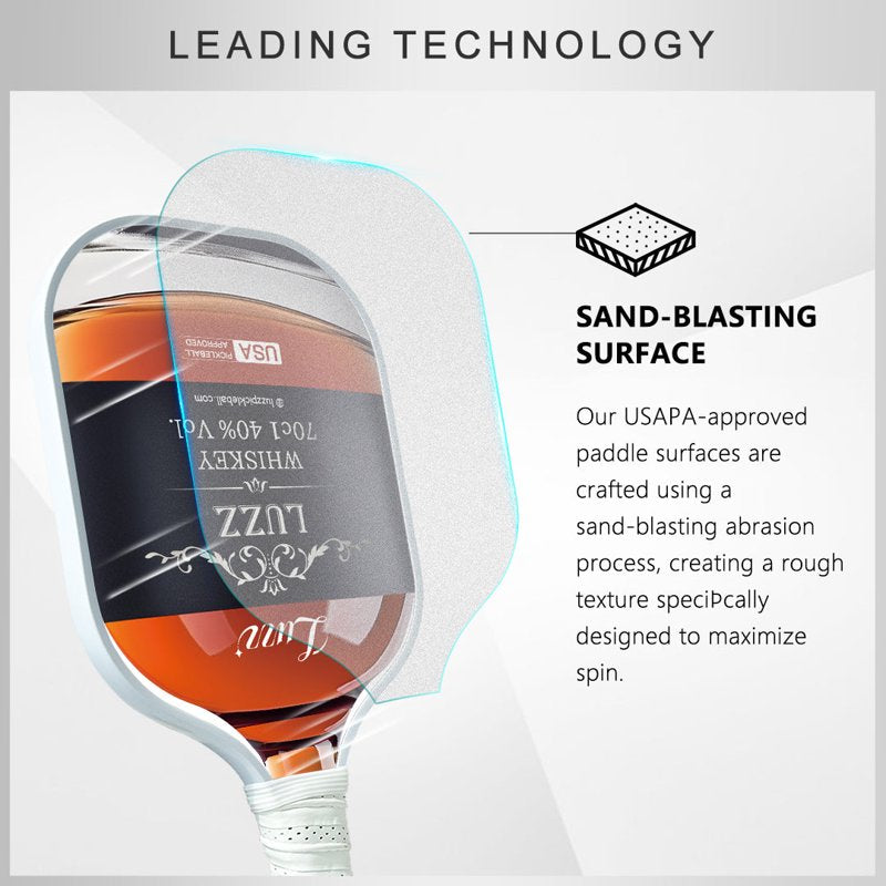 Luzz 16mm Carbon Fiber Pickleball Paddle – Sandblasted 3K T700 USAPA Approved Whiskey Variation
