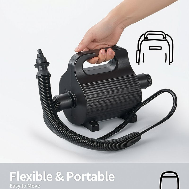 600W Electric Air Pump for Inflatables - Fast Inflate & Deflate, Includes 4 Nozzles