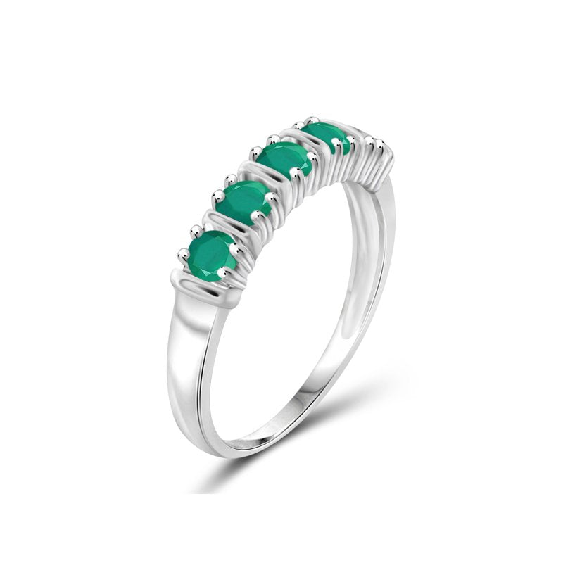 Emerald Birthstone Ring 0.60 Carat Sterling Silver Jewelry for Women - Size 7