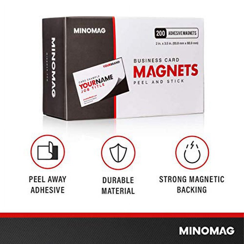Magnetic Business Card Holders - Peel & Stick Adhesive Backing, 200 Pack