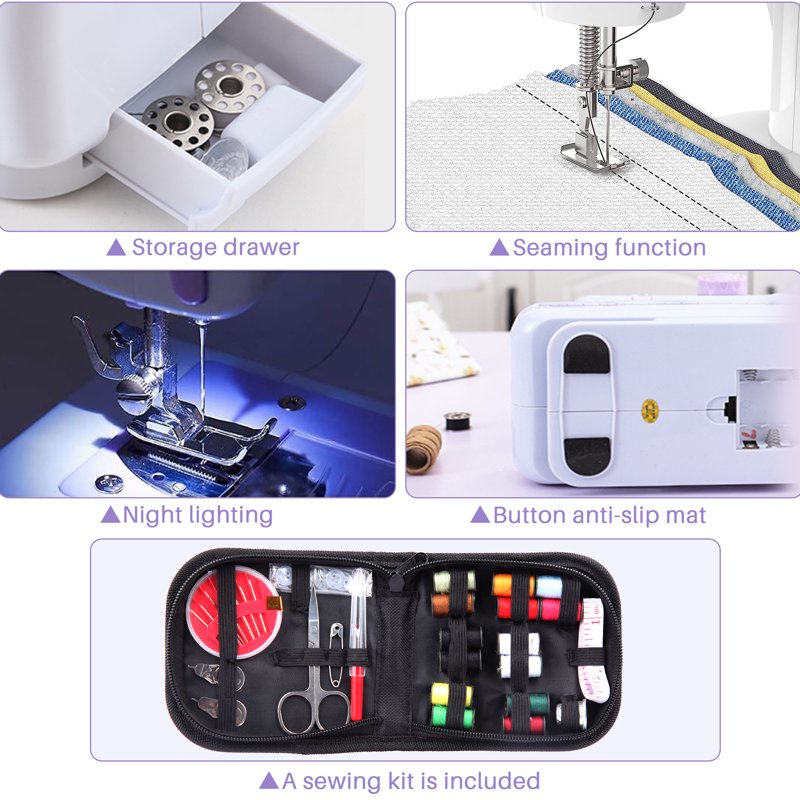 Portable Sewing Machine for Beginners with 12 Stitches, Compact & Lightweight