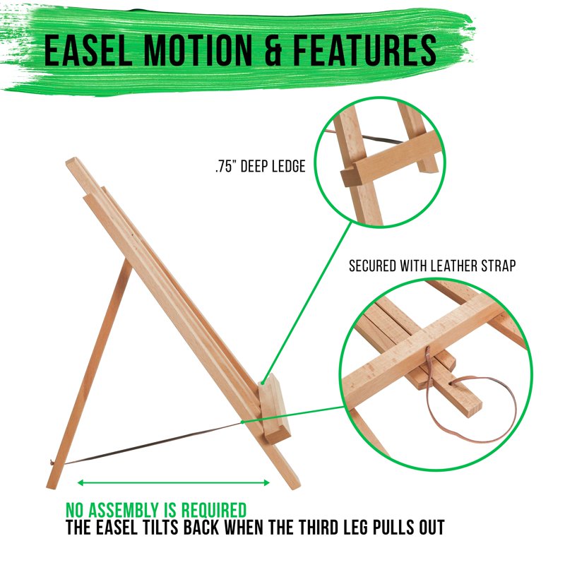 Tabletop Wooden Artist Easel - Portable Beechwood Display Stand for Art & Painting