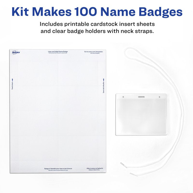 Name Badge Holders with Cords - 3 x 4 Inches, Pack of 100