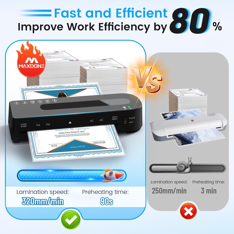 A4 Laminator Machine Hot & Cold Dual Function with 10 Laminating Sheets - Compact Office & Home Use