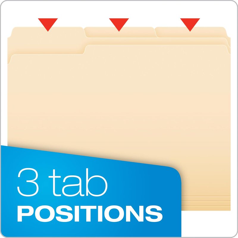 Manila File Folders Bulk Pack 250 Letter Size with 3 Tabs for Office & Home Organization