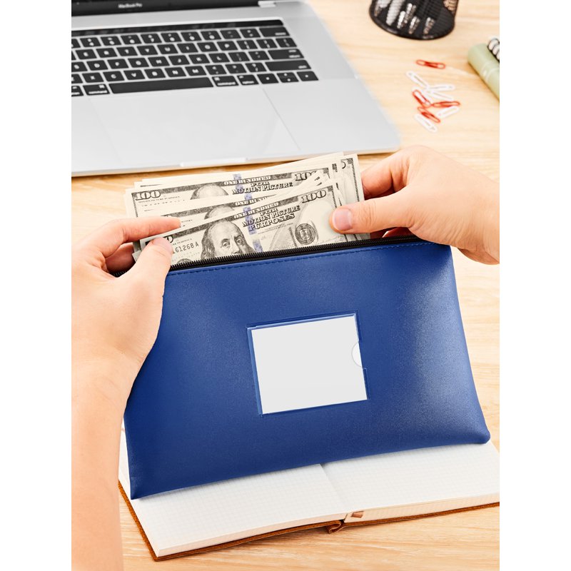 Waterproof Faux Leather Money Bags with Zipper - 2 Pack, Organize Cash & Coins