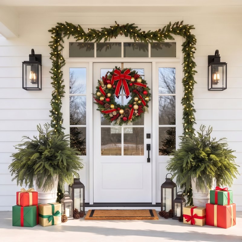 Artificial Norfolk Pine Branches Christmas Decor Set - 16 Real Touch Greenery
